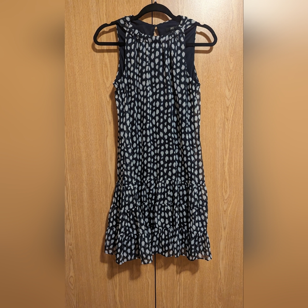 JBS Navy Tiered Mini Dress Spotted Size 6